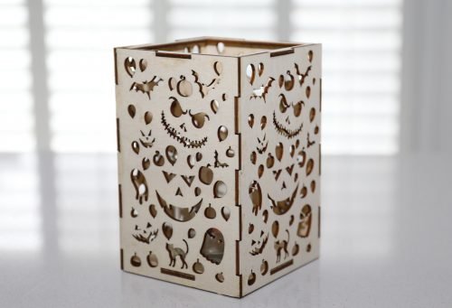 Halloween candle holder, laser-cut lantern